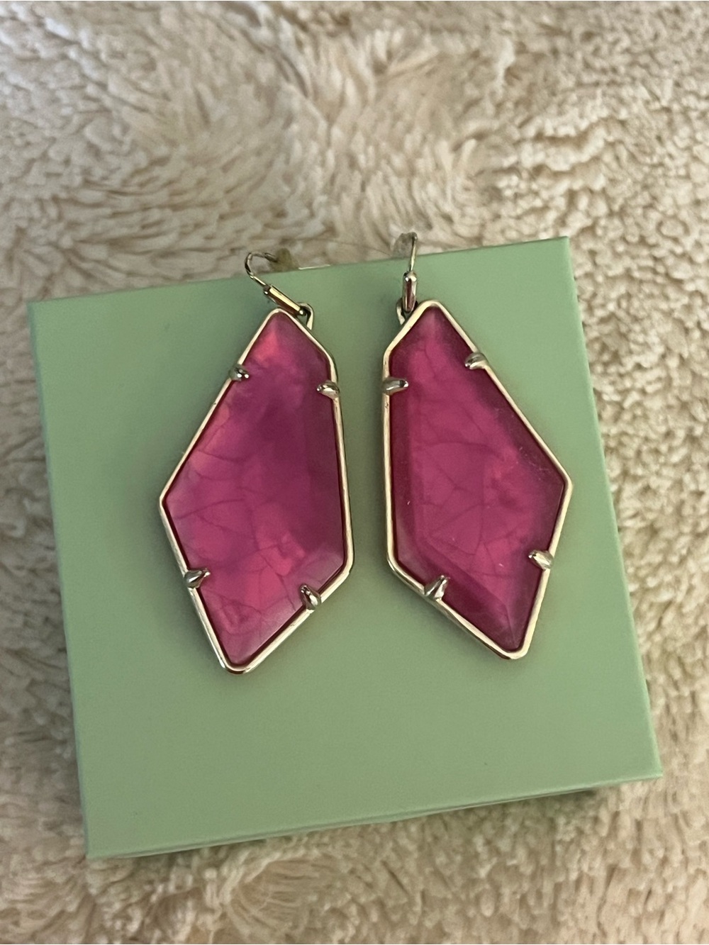 Kendra Scott Pink Geometric Stone Dangle Earrings
